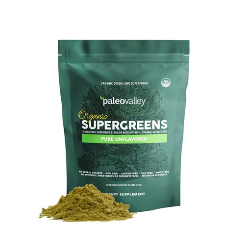 [BRSRMBQHOEBGC3TH] Paleovalley Organic Supergreens Powder - 23 Superfoods with Prebiotic Fiber for Energy and Immunity Support - No Cereal Grasses for Maximum Absorption - Pure Unflavored, 30 Servings