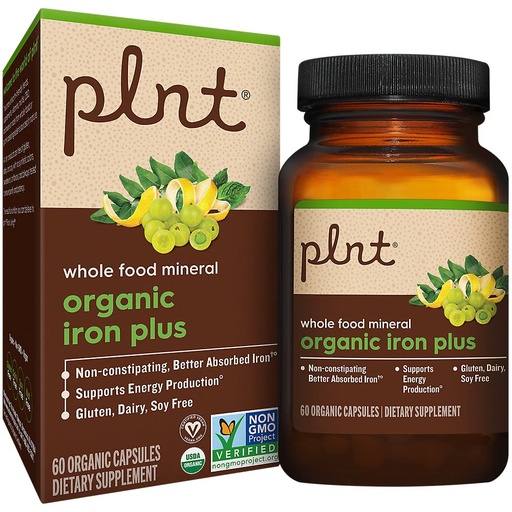 [BRSROYATBB6GKADV] Organic Iron Plus, Whole Food Mineral Formula to Support Energy Production (60 Organic Capsules)