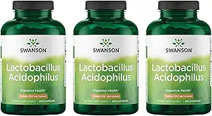 [BRSWIH36BIFRYA3G] Swanson Lactobacillus Acidophilus - Probiotic Supplement Supporting Digestive Health with 1 Billion CFU Per Capsule - Promotes Bowel and GI Tract Health - (250 Capsules) 3 Pack