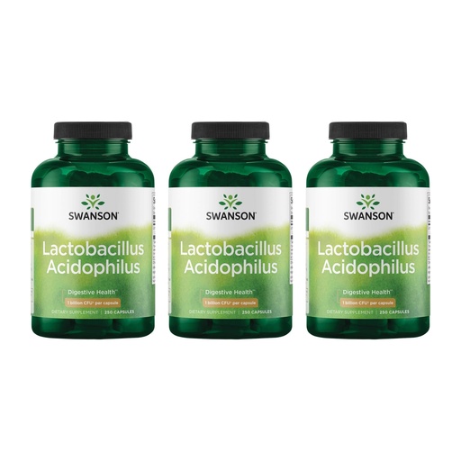 [BRSWIH36BIFRYA3G] Swanson Lactobacillus Acidophilus Probiotic for Adults Seeking Daily Digestive and Bowel Health Support with 1 Billion CFU - Acid-Resistant (250 Capsules, 3 Pack)