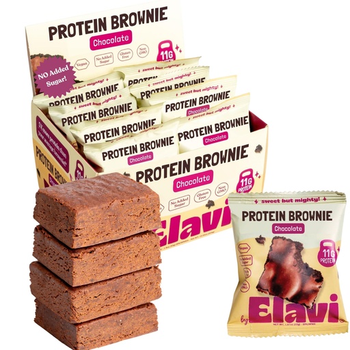 [BRSRA2YQCQAQ2ETP] Elavi Chocolate Fudge Protein Brownies - 11g Plant Protein & 12g Fiber - Vegan, Gluten Free, No Added Sugar, No Sugar Alcohols - Date Sweetened, Kid Friendly, Non-Dairy Snack (8 Pack)