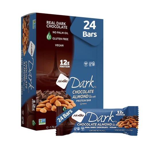 [BRSW2YYPOIBWEDLF] NuGo Dark Chocolate Almond with Sea Salt, 12g Protein Bar, Vegan, Gluten Free, Non-GMO, Kosher Pareve, 24 Count