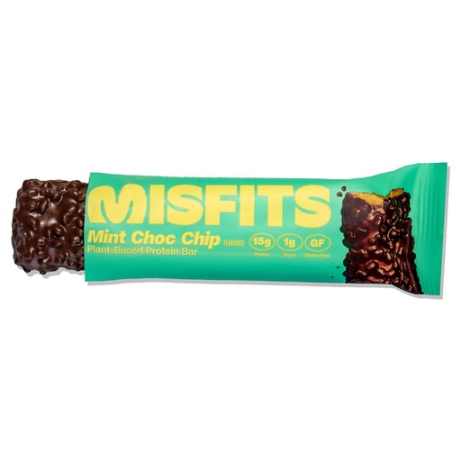 [BRSREEIOO4CRE23G] Misfits High Protein Bar, Mint Chocolate Chip, Gluten Free, Non GMO, Plant Based Vegan Protein Bar, Low Sugar, High Fiber Snack