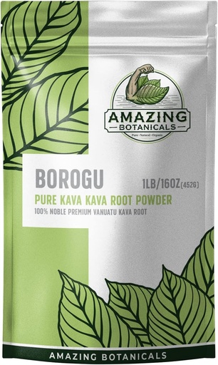 [BRSW2CYTO56BGEI2] Amazing Botanicals Kava Root - Fresh Borogu Kava Root - 100% Noble Kava-Kava 16oz/1lb, 1 Pound Bag of Pure Finest Fresh Vanuatu Kava Root