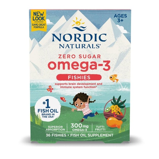 [BRSWI232AIFRSFT4] Nordic Naturals Nordic Omega-3 Fishies, Tutti Frutti - 36 Fishies - 300 mg Total Omega-3s with EPA & DHA - Healthy Brain, Mood, Vision & Immune System - Non-GMO - 36 Servings