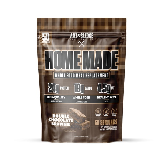 [BRSRE2YYBYIQAEL6] Axe & Sledge Home Made Meal Replacement Powder | 48g Protein | Digestive Enzymes & Fiber | Non-GMO, Premium Ingredients | Protein for Bulking | 25 Servings, Double Chocolate Brownie
