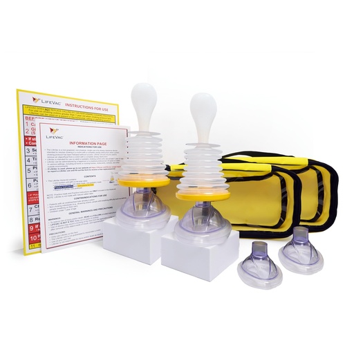 [BRSRMYYHO57GG3AV] LifeVac Yellow Travel Kit 2 Pack - Portable Suction Rescue Device, First Aid Kit for Kids and Adults, Portable Airway Suction Device for Children and Adults