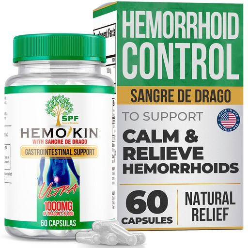 [BRSRAZA6B4CWO2Q4] SPF HEMOKIN Ultra Hemorrhoid and Fissure Relief Supplement, 1,000mg Sangre de Drago, Helps with Itching and Swelling, 60 Capsules (1)