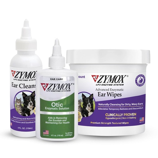 [BRSRYZACBB4BE2TJ] Pet King Brands Zymox Enzymatic Ear Wipes and Otic Ear Solution for Dogs and Cats - Product Bundle - for Dirty, Waxy, Smelly Ears and to Soothe Ear Infections, 100 ct, 4 oz and 4 oz
