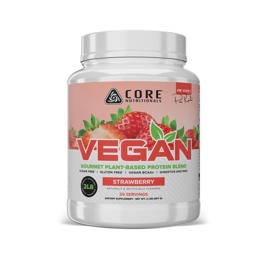 [BRSW2CYLBMCRGYAY] Core Nutritionals Vegan Gourmet Plant Based Protein Blend | with Vegan BCAAs | Lactose, Soy, Sugar, & Gluten Free | 21g Pea Protein | 2 Pound (Strawberry Cream)