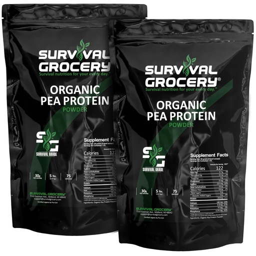 [BRSRGGQTPIMAOFDJ] Survival Grocery® Organic Pea Protein - Organic, Non-GMO, North American Grown & Produced, Gluten Free, Vegan, Survival Grade Protective Bulk Bags with Long Shelf Life (10 lbs./2 Bags.)