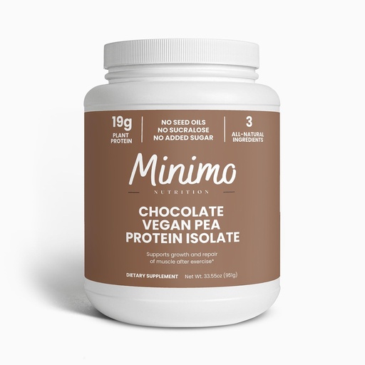 [BRSRAZLRBAAWGCQ6] Vegan Pea Protein Isolate Powder, Chocolate, Only 3 Ingredients, 19g of Pea Protein Isolate, No Seed Oils, No Added Sugar, No Sucralose, 2.09 lbs