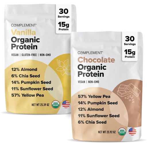 [BRSREHAZDMMBQ2TH] Complement Organic Protein Bundle | Vanilla & Chocolate Vegan Protein for Post-Workout Recovery & Daily Nutrition