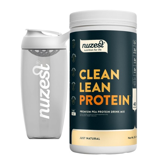 [BRSRGAALPJYGGHLO] Nuzest Vegan Pea Protein Powder - Clean Lean Protein 40 Servings 20g Protein, Unflavoured Protein Shake Mix + Sports Shaker Bottle 24oz