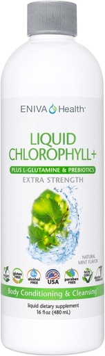 [BRSWIGIGC4IRS2I7] Eniva Health Liquid Chlorophyll Super Greens | 24K MG with Prebiotic & L-Glutamine | Mint Flavor | Skin, Immunity, Energy, Detox, Gut Health | Vegan, Gluten & Alcohol-Free | 48 Servings | USA Made