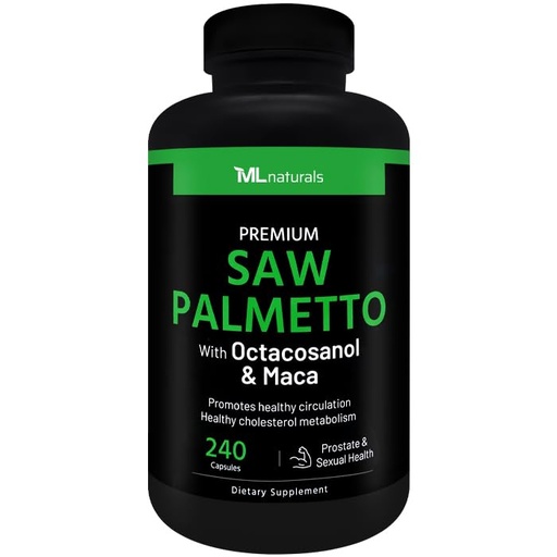 [BRSRACQ2PIDQ2CIU] ML Naturals Saw Palmetto 2,000mg, 240 Capsules | With Octacosanol & Maca, Per Serving, Non-GMO