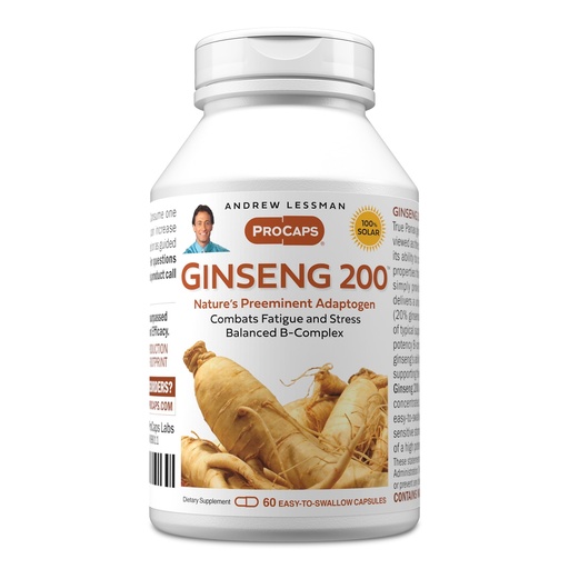 [BRSWKHD6BQBQ4DTE] ANDREW LESSMAN Ginseng 200mg - 60 Capsules - Standardized Extract to Support Well-Being. Adaptogen, Combats Fatigue and Stress. Gentle, Small, Easy-to-Swallow Capsules. No Additives