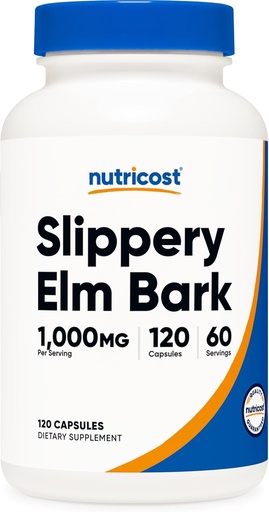 [BRSWYBQ3OF5GME3F] Nutricost Slippery Elm Bark Capsules 1000mg Per Serving, 120 Capsules - Non-GMO, Gluten Free, Vegetarian Friendly