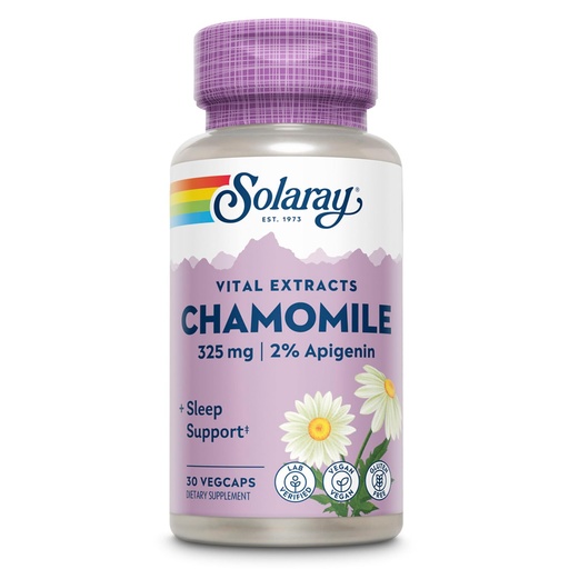 [BRSRAAQFBUCBM3LJ] SOLARAY Chamomile Extract 325 mg - Traditional Herbal Support - Standardized to 2% Apigenin, an Antioxidant and Flavonoid - Vegan, Gluten Free, Made Without Soy, 60-Day Guarantee, 30 Serv, 30 VegCaps