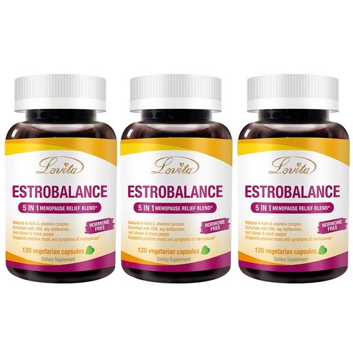 [BRSROZYKOVYQYYD3] Lovita Menopause Supplements for Women, DIM Complex with Soy Isoflavones, Red Clover, Vitamin D3 & Black Pepper for Menopause & Hormone Balance Support, 120 Vegetarian Capsules (Pack of 3)