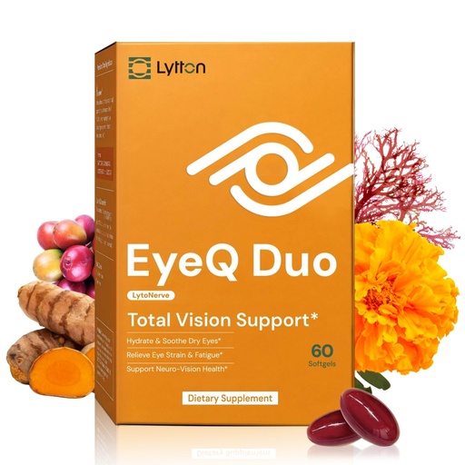 [BRSRGGANBYFGM3YU] LYTTON EyeQ Duo Eye Supplement with Lutein & Zeaxanthin, Eye Care Vitamins for Digital Screen & Focus Support, Patented Anthochlorogin, 60 Softgels
