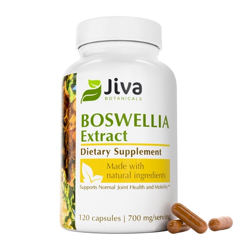 [BRSWY2YTCBYBGETG] Jiva Botanicals Boswellia Extract Capsules 700mg per Serving - Boswellia Serrata Extract Supplement & Black Pepper - Joint Support Supplement for Normal Joint Health - 120 Capsules (Pack of 1)