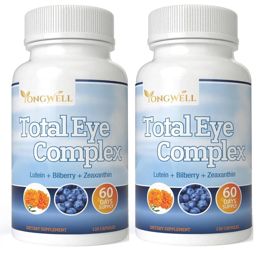 [BRSRACA3CIHBSHLH] Total Eye Complex with Lutein, Bilberry & Zeaxanthin - Support Eye Health & Visual Acuity (120 Capsules) - 2 Bottles