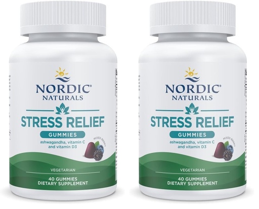 [BRSRGFI7BZYAAE3B] Nordic Naturals Stress Relief Gummies, Mixed Berry, 40 Gummy Supplements, Supports Daily Mood and Immune System Health, Non-GMO, Vegetarian, 20 Servings (Pack of 2)