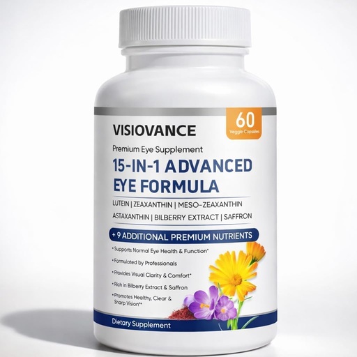 [BRSRYYDRAVYGMYLU] VISIOVANCE 15 in 1 Advanced Eye Formula, Lutein, Carotenoids, Zeaxanthin & Antioxidant Blend, Daily Visual Support Formula for Screen Use & Overall Eye Wellness, 60 Capsules (1)