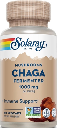 [BRSWECQZA4DQME3A] SOLARAY Fermented Chaga Mushroom 1000 mg | Healthy Immune Function Support | 30 Servings | 60 VegCaps | Immune & Stress Support, Organic Fermented Chaga Mushroom, 30 Servings, Vegan, Non GMO & Lab Verified