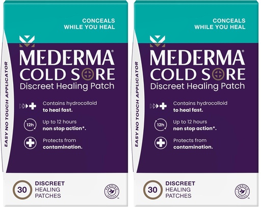 [BRSRGGQNO54AMG3A] Mederma Cold Sore Discreet Patch - Hydrocolloid Gel for Redness & Swelling, Conceals Cold Sores (30 Patches), (Pack of 2)