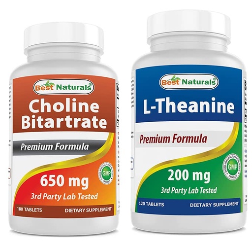 [BRSRMBQNCUMGCE35] Best Naturals Choline Bitartrate 650 mg & L-Theanine 200mg