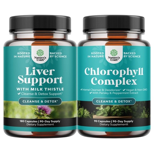 [BRSRECA6OJ5QOHTH] Bundle of Liver Cleanse Detox & Repair - Milk Thistle Dandelion Root Choline Beetroot Artichoke Extract and Chlorophyll Capsules for Cleanse and Detox Support - Internal Deodorant Pills for Body Odor