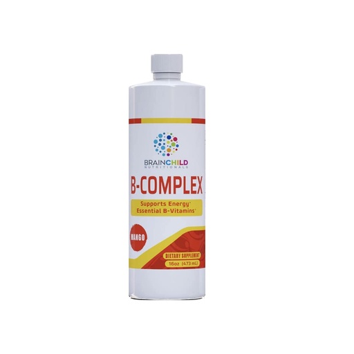 [BRSW2YIROJ6AOGTP] BrainChild B-Complex Liquid - High-Potency Methylated B Vitamins for Energy, Stress & Mood, Non-GMO, Vegan, Gluten-Free, Mango - 16oz