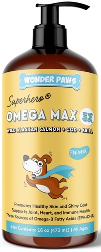 [BRSWYAL6B55QO2DK] Wonder Paws Fish Oil for Dogs - Omega 3 for Dogs from Alaskan Salmon, Cod & Krill Oil - EPA DHA Fatty Acids - Less Shedding & Itching - Skin, Joint, Immune & Heart Health - Liquid Supplement (16 oz)