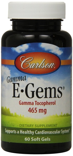 [BRSWIYILOAMWAEI7] Carlson Labs Gamma E-Gems, Gamma Tocopherol, 465mg, 60 Softgels