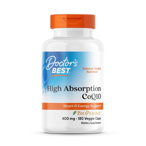 [BRSWIG3QAZ5AY2TG] Doctor's Best High Absorption CoQ10 400mg with BioPerine Supplement - Coenzyme Q10 Caps for Heart Health & Antioxidant Support, CoQ10 400 mg for Women & Men, Non GMO - 180 Veg Capsules