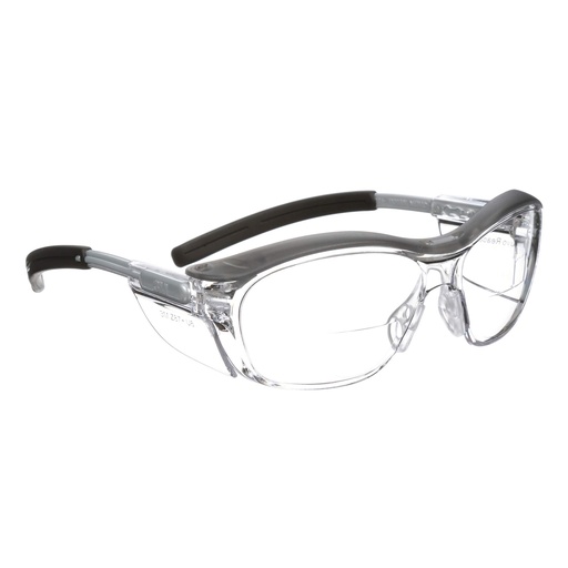 [BRSWIZIDDF5ACCI3] 3M Safety Glasses with Readers, Nuvo Protective Eyewear, +2.5, ANSI Z87, Gray Frame, Clear Lens, Soft Nose Bridge, Side Shields