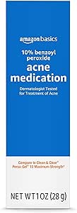 [BRSWGCDQDJ5QKELX]   Basics 10% Benzoyl Peroxide Acne Medication, Maximum Strength, 1 Fluid Ounce Face Gel