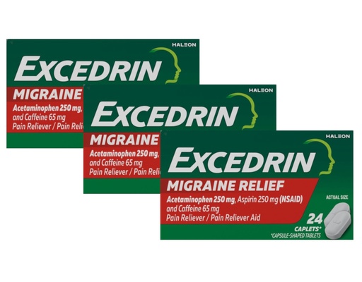 [BRSWIZ3RCZ4AYADU] Excedrin Migraine Pain Reliever Aid 24 Count (3 Pack)