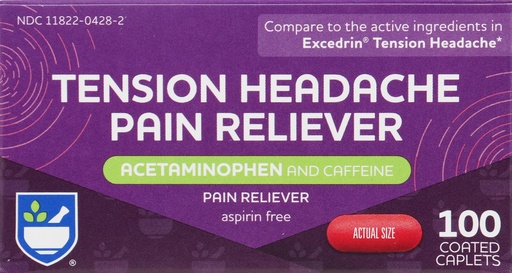 [BRSWI2Y3OR4WOHL4] Rite Aid Tension Headache Pain Reliever, Acetaminophen, 500 mg, 100 Coated Caplets | Tension Headache Relief Aspirin Free | Pain Relief Pills Extra Strength | Migraine Relief | No Headache Pain Relief