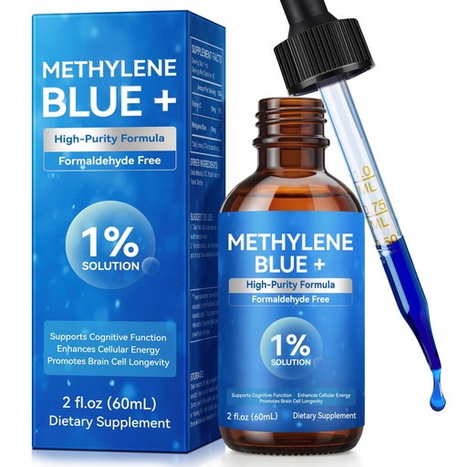 [BRSRE2Q7AACQ4ETK] Methylene Blue Pharmaceutical Grade, Methylene Blue 1% Solution for Humans Brain Health and Energy Support, Ultra High Purity, Glass Bottle 2.0 Fl Oz