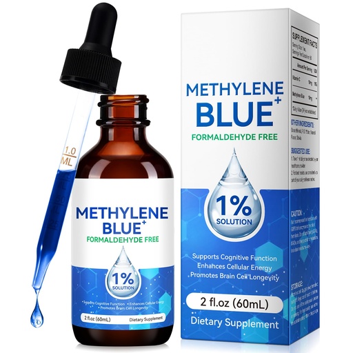 [BRSREEA6BN6AM3DP] Ultra Methylene Blue 1% Solution | Pharmaceutical Grade USP | Cognitive Function & Cellular Energy Support | Formaldehyde-Free | 60ml (2 Fl Oz)