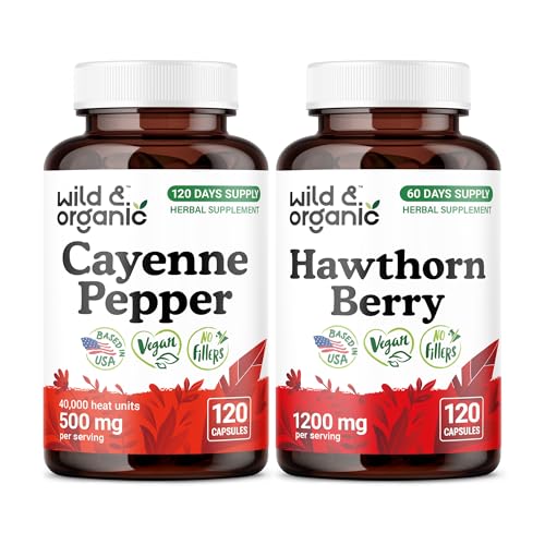 [BRSRGHYNOYCA2C3F] Wild & Organic Cayenne Pepper 120 Capsules & Hawthorn Berry 120 Capsules