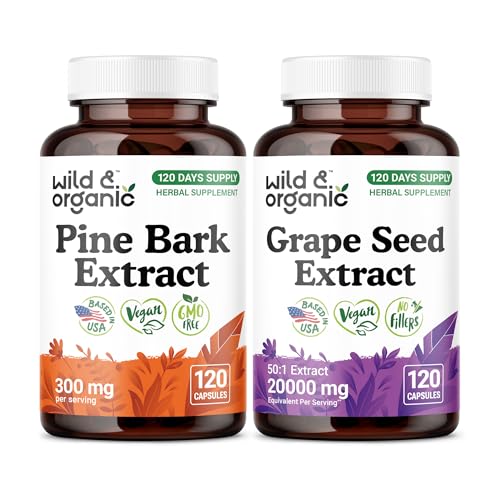 [BRSRGHDQPIGWO3DJ] Wild & Organic Pine Bark Extract 120 Capsules & Grape Seed 120 Capsules