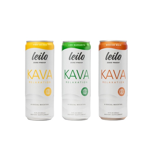 [BRSRACAFO57QOG3U] Leilo | Kava Powered Mocktail Drinks | Variety-Pack - Sugar-Free & Non-Alc Functional Relaxation Support - Includes 4 of Each: Margarita, Pina Colada, Moscow Mule | 12 fl oz Cans (Pack of 12)