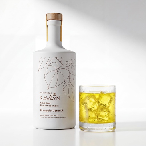 [BRSRGCQ6BB4AK3I4] | Kava Non-Alcoholic Spirit Drink | Relaxation Support, Cocktail Alternative, All Natural | Pineapple Coconut | 750 ml | 17 Servings | 350mg kavalactones per serving