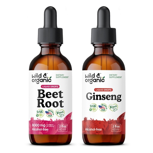 [BRSRABD5CEPGYH3V] Wild & Organic Beet Root Tincture 2 fl oz & Ginseng Tincture 2 fl oz