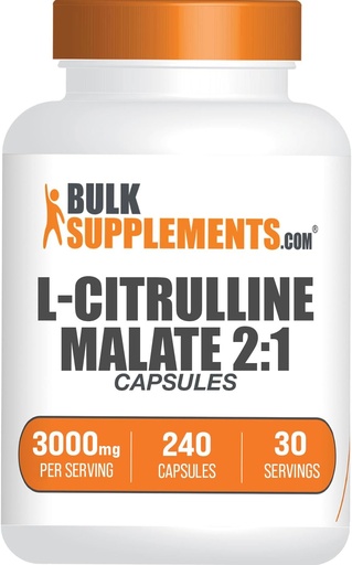[BRSROZD2BMNQO3DJ] BulkSupplements.com L- Citrulline Malate Capsules - jako L- Citrulline Malate 2: 1, Dodatek k oxidu dusnatému - Gluten Free, 8 Kapsle per Serving (3000mg), 240 Počet (Balení po 1)
