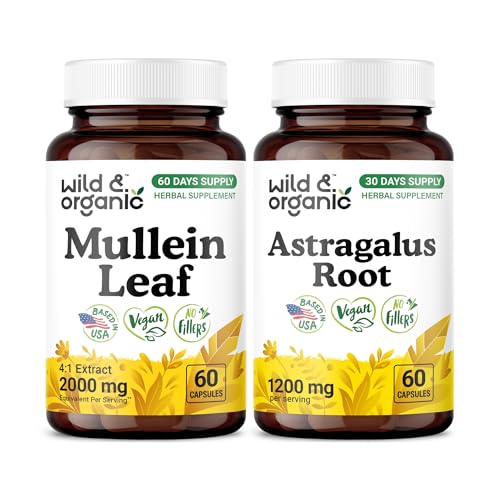 [BRSRGHYRC4HBOYD4] Wild & Organic Mullein Leaf 60 Capsules & Astragalus Root 60 Capsules